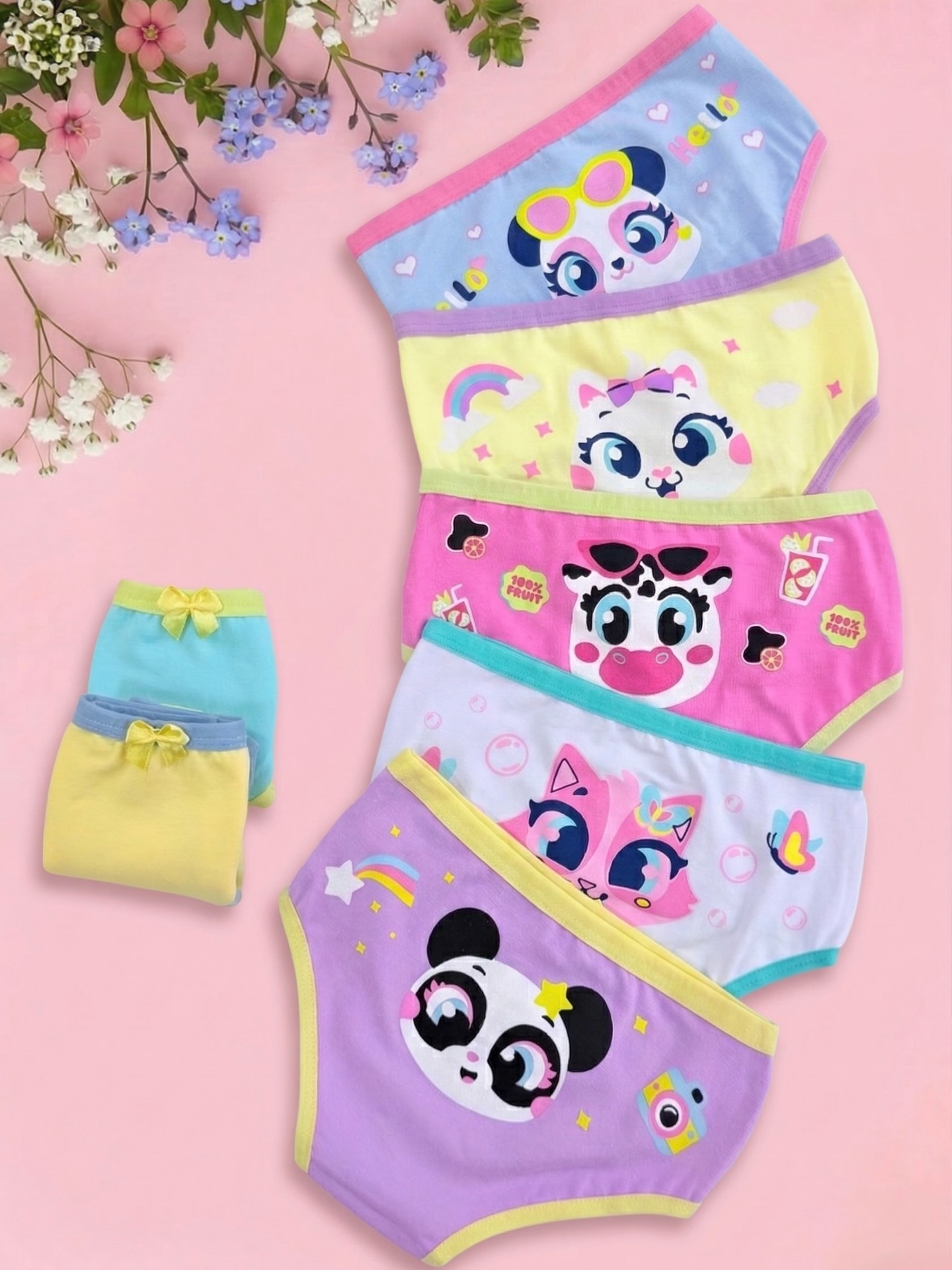Kit calcinhas infantis estampadas com bichinhos