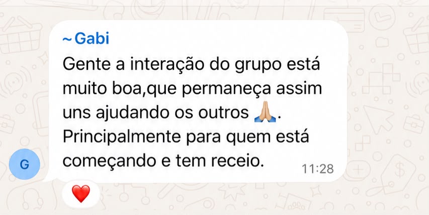 Feedback de aluna no grupo exclusivo