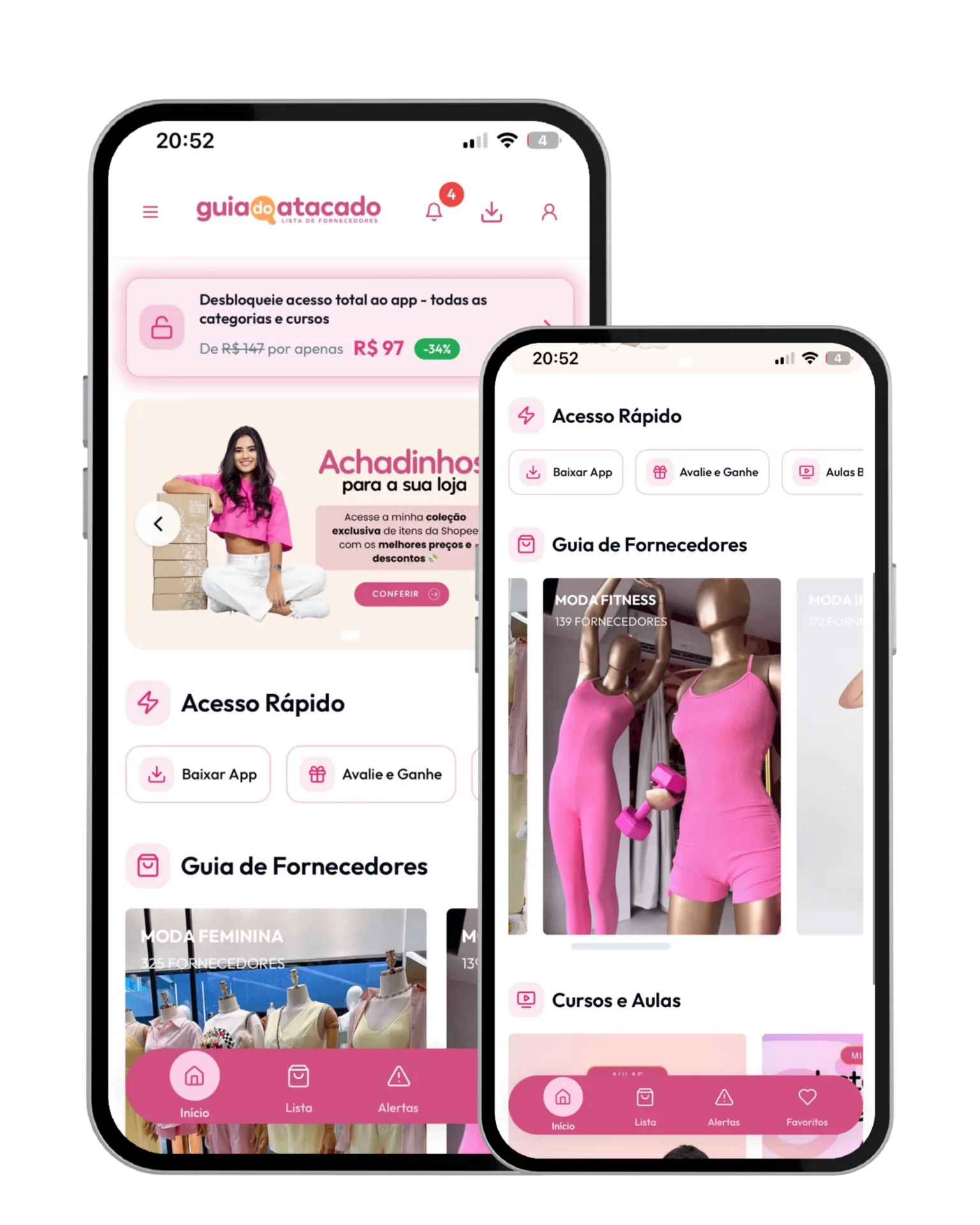 Mockup do app Guia do Atacado